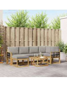 Set di divani da esterno 7 pcs Bianco e Grigio Chiaro