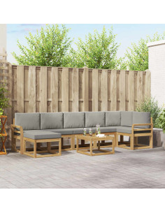 Set di divani da esterno 8 pcs Bianco e Grigio Chiaro