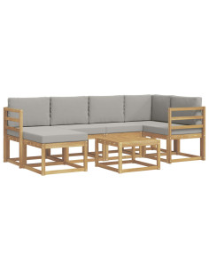 Set di divani da esterno 7 pcs Bianco e Grigio Chiaro 2