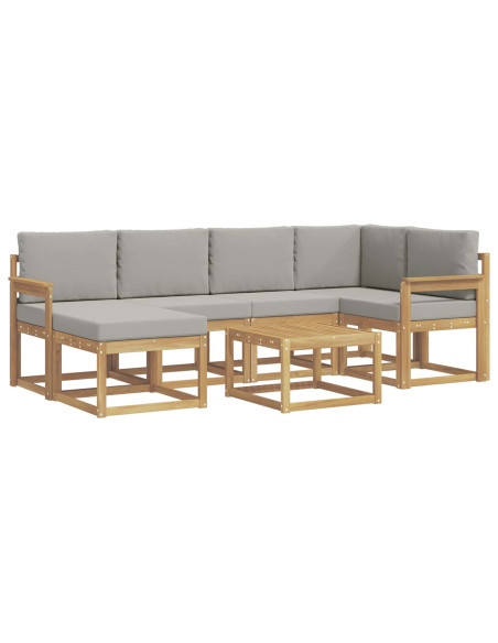 Set di divani da esterno 7 pcs Bianco e Grigio Chiaro