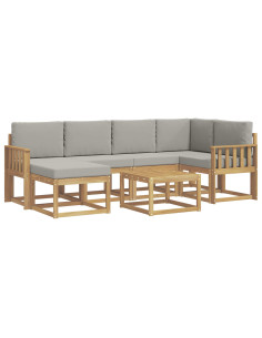 Set di divani da esterno 7 pcs Bianco e Grigio Chiaro 2