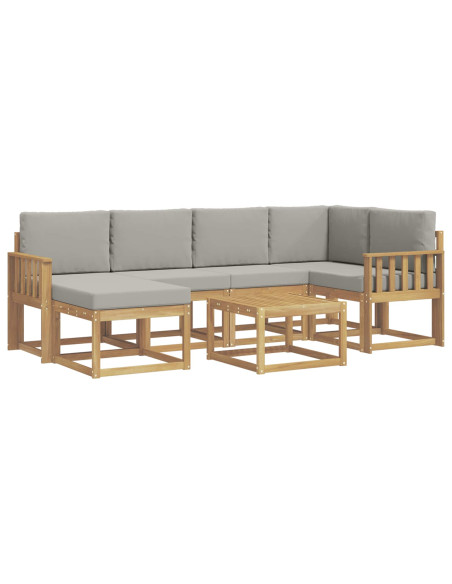 Set di divani da esterno 7 pcs Bianco e Grigio Chiaro