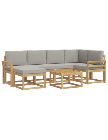 Set di divani da esterno 7 pcs Bianco e Grigio Chiaro