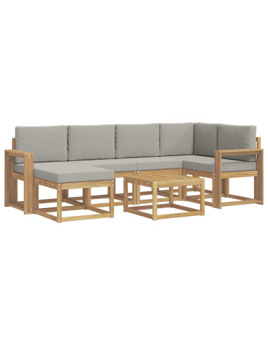 Set di divani da esterno 7 pcs Bianco e Grigio Chiaro