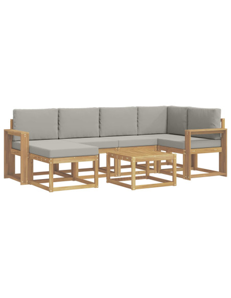 Set di divani da esterno 7 pcs Bianco e Grigio Chiaro