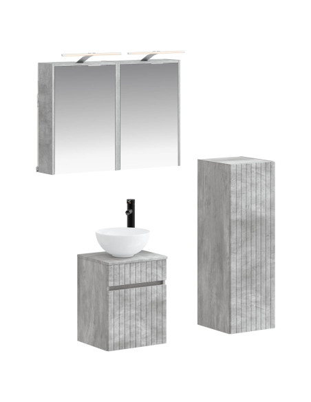 Set di mobili per il bagno 4 pcs Grigio Cemento