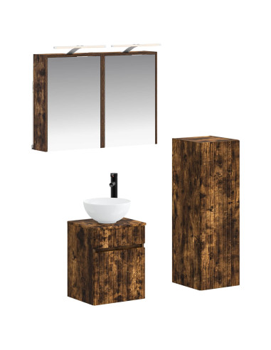 Set di mobili per il bagno 4 pcs Rovere Fumo