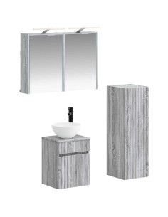 Set di mobili per il bagno 4 pcs Sonoma grigio