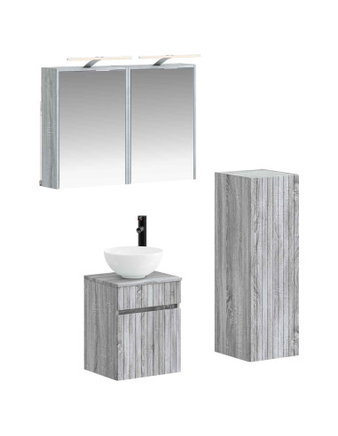 Set di mobili per il bagno 4 pcs Sonoma grigio
