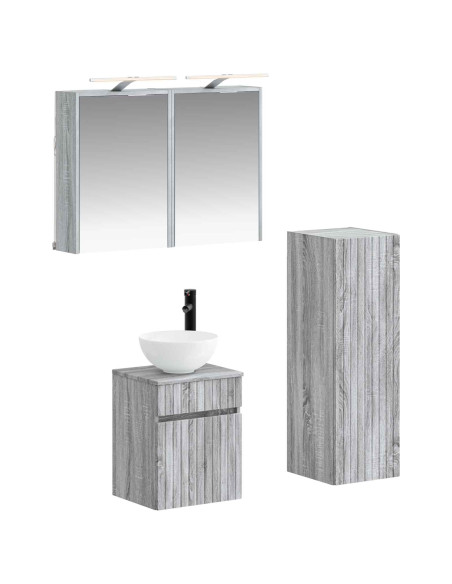 Set di mobili per il bagno 4 pcs Sonoma grigio