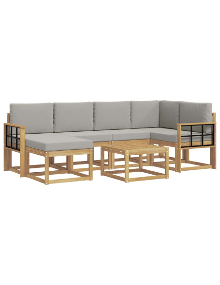 Set di divani da esterno 7 pcs Bianco e Grigio Chiaro