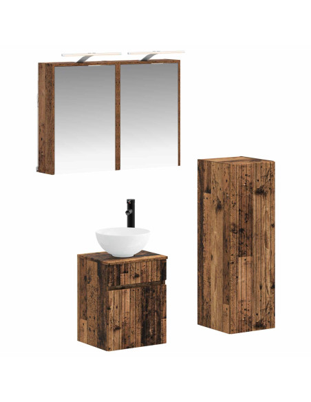 Set di mobili per il bagno 4 pcs Legno antico