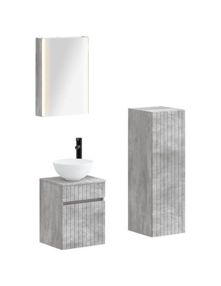 Set di mobili per il bagno 4 pcs Grigio Cemento