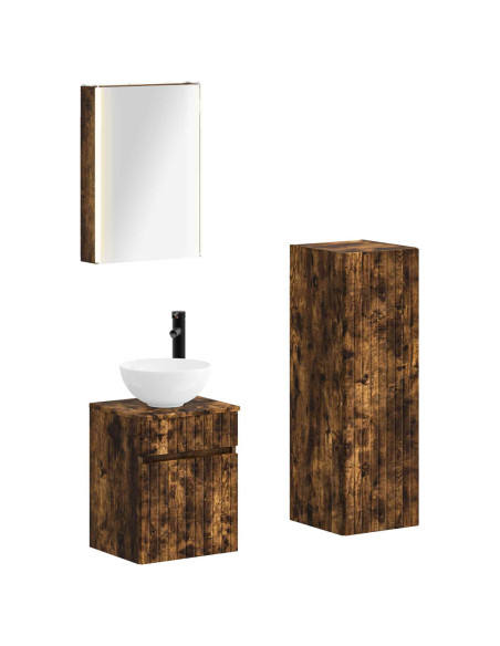Set di mobili per il bagno 4 pcs Rovere Fumo