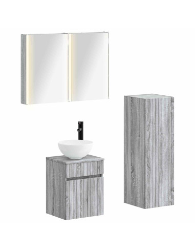 Set di mobili per il bagno 4 pcs Sonoma grigio