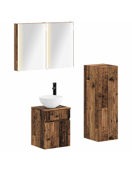Set di mobili per il bagno 4 pcs Legno antico