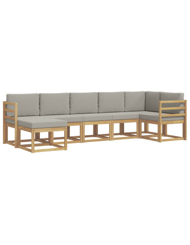 Set di divani da esterno 7 pcs Bianco e Grigio Chiaro