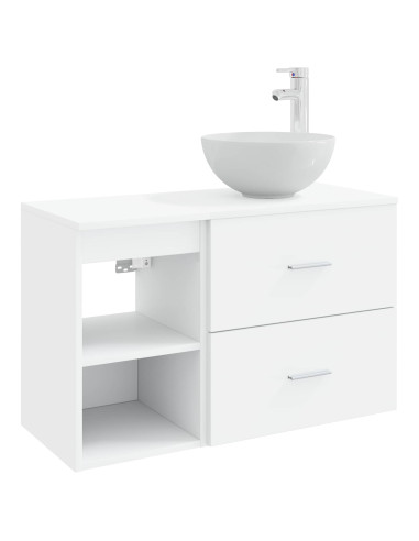 Set di mobili per il bagno 2 pcs Bianco Legno ingegnerizzato