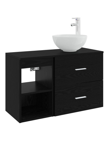 Set di mobili per il bagno 2 pcs Rovere Nero