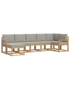 Set di divani da esterno 7 pcs Bianco e Grigio Chiaro 2