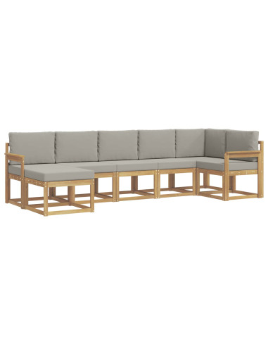 Set di divani da esterno 7 pcs Bianco e Grigio Chiaro