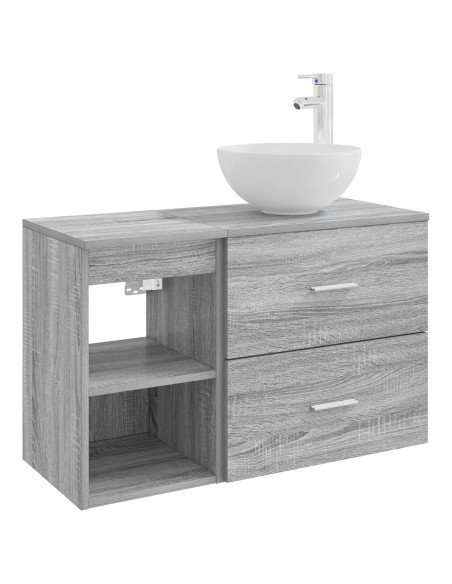 Set di mobili per il bagno 2 pcs Sonoma grigio
