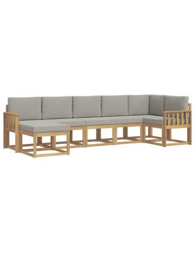 Set di divani da esterno 7 pcs Bianco e Grigio Chiaro