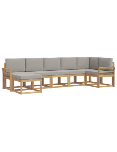 Set di divani da esterno 7 pcs Bianco e Grigio Chiaro 2