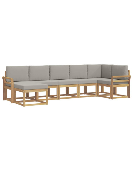 Set di divani da esterno 7 pcs Bianco e Grigio Chiaro