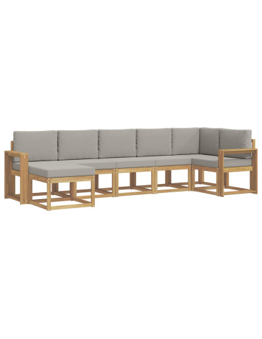 Set di divani da esterno 7 pcs Bianco e Grigio Chiaro