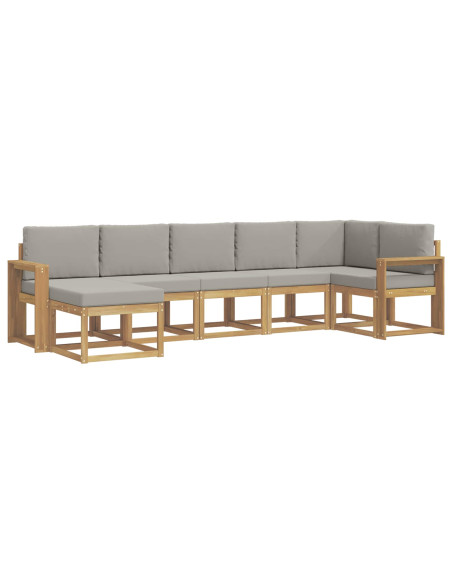 Set di divani da esterno 7 pcs Bianco e Grigio Chiaro