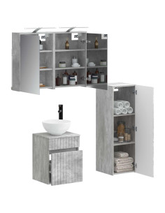 Set di mobili per il bagno 4 pcs Grigio Cemento 2