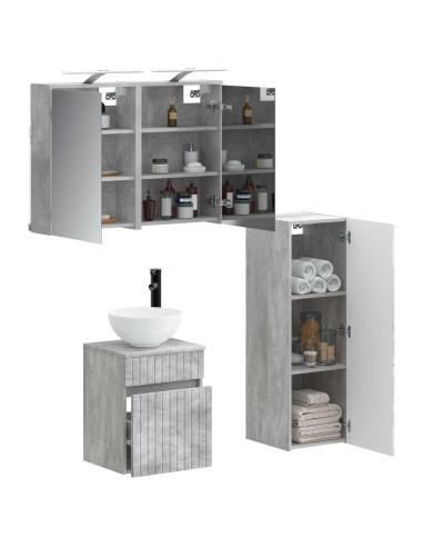 Set di mobili per il bagno 4 pcs Grigio Cemento