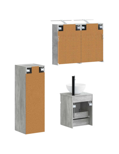 Set di mobili per il bagno 4 pcs Grigio Cemento