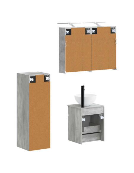 Set di mobili per il bagno 4 pcs Grigio Cemento