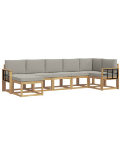 Set di divani da esterno 7 pcs Bianco e Grigio Chiaro 2