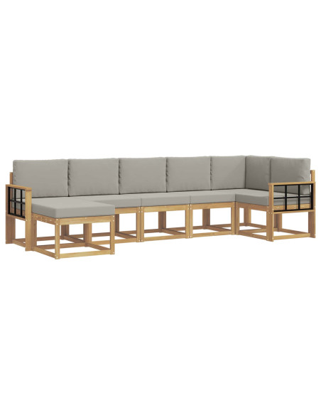 Set di divani da esterno 7 pcs Bianco e Grigio Chiaro