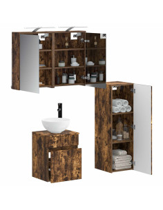 Set di mobili per il bagno 4 pcs Rovere Fumo 2