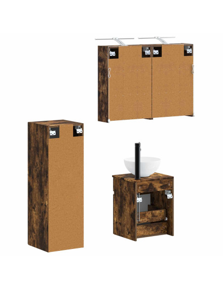 Set di mobili per il bagno 4 pcs Rovere Fumo