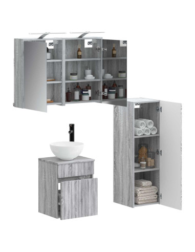 Set di mobili per il bagno 4 pcs Sonoma grigio