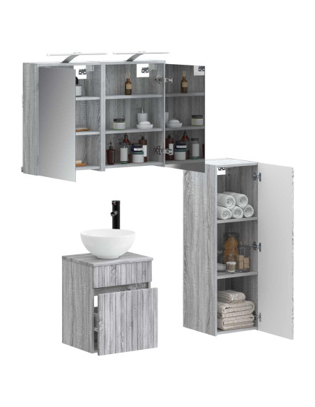 Set di mobili per il bagno 4 pcs Sonoma grigio