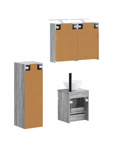 Set di mobili per il bagno 4 pcs Sonoma grigio