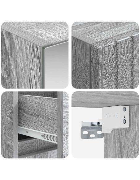 Set di mobili per il bagno 4 pcs Sonoma grigio