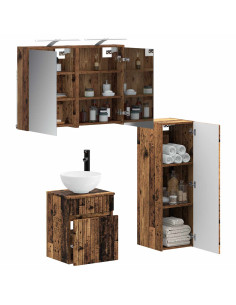 Set di mobili per il bagno 4 pcs Legno antico 2