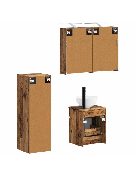 Set di mobili per il bagno 4 pcs Legno antico