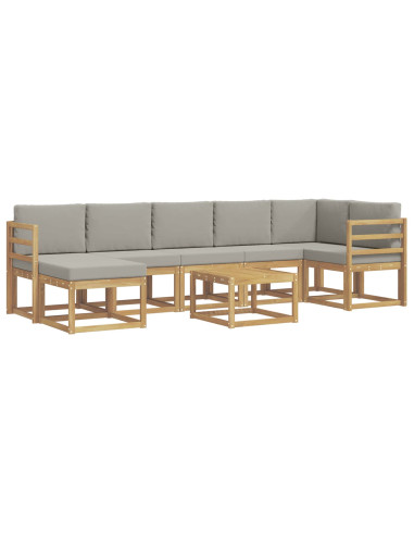 Set di divani da esterno 8 pcs Bianco e Grigio Chiaro