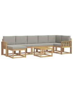 Set di divani da esterno 8 pcs Bianco e Grigio Chiaro 2