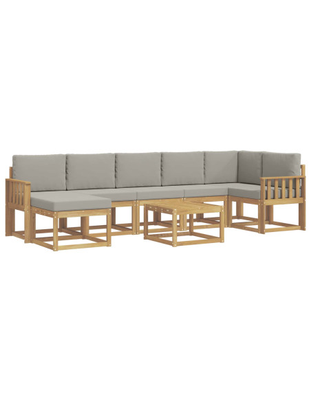 Set di divani da esterno 8 pcs Bianco e Grigio Chiaro