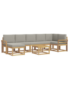 Set di divani da esterno 8 pcs Bianco e Grigio Chiaro 2