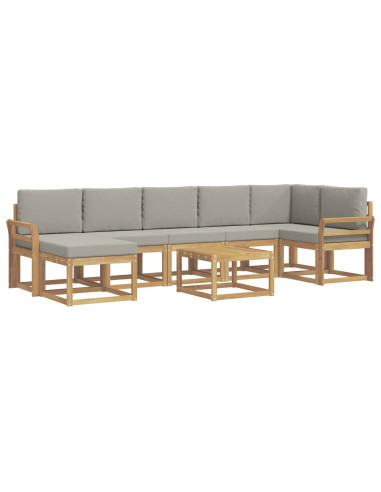 Set di divani da esterno 8 pcs Bianco e Grigio Chiaro
